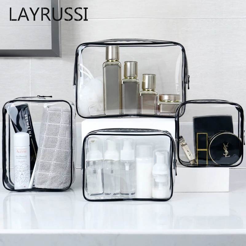 

Прозрачная косметичка LAYRUSSI большой емкости, портативный органайзер для туалетных принадлежностей для душа и улицы, дорожная Водонепроница...