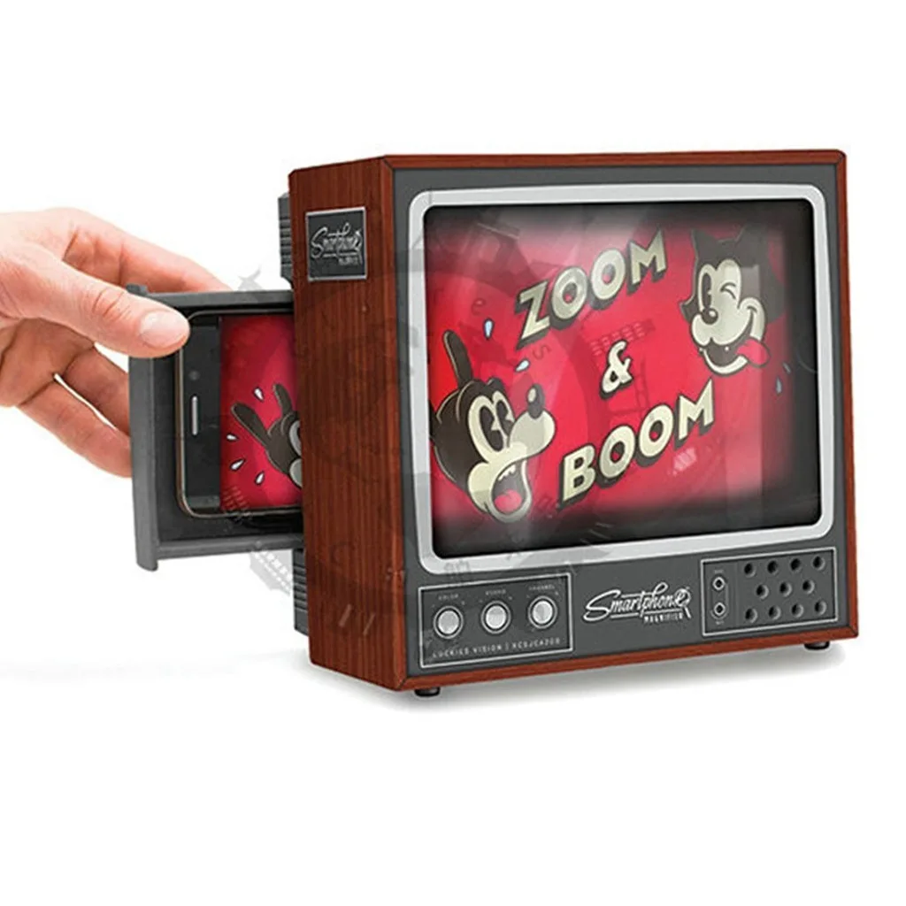 

3D Phone Screen Magnifier Stereoscopic Amplifying DIY Retro Mini Television Desk Phone Holder Enlarge Stand Eyes Protection