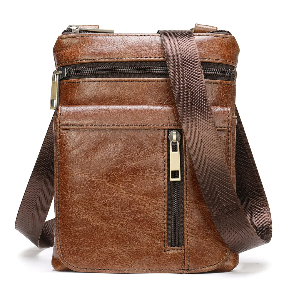2023 New Men's Shoulder  Casual Bag Cowhide Cross-body Leather Bag Men's Crossbody Bag
