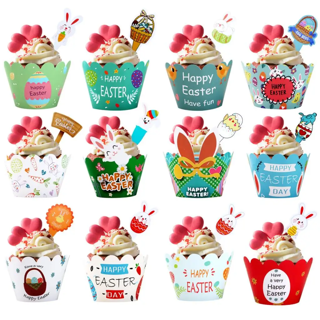 

96 шт., декоративная обертка для кексов с кроликом