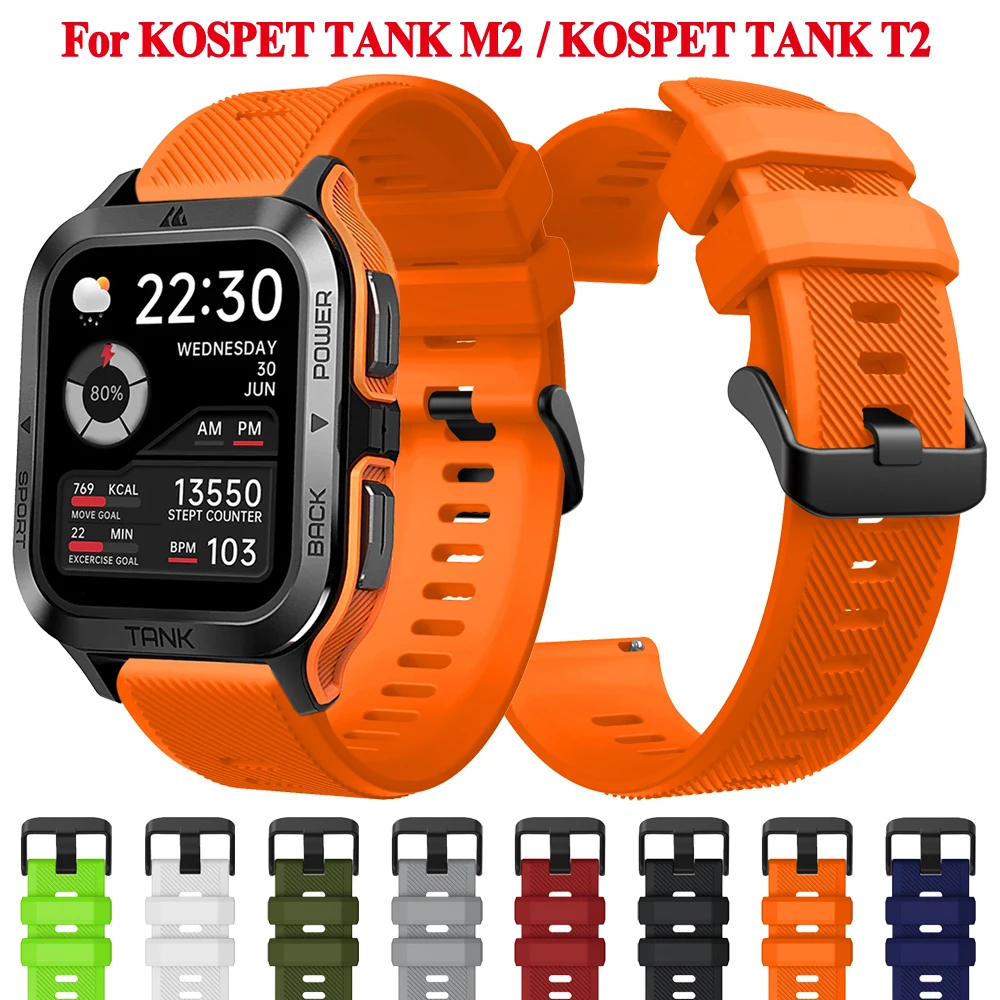 

22mm Watch Band For KOSPET TANK T2 / KOSPET TANK M2 Strap Smartwatch Sports Silicone Belt Bracelet Replacement Watchband