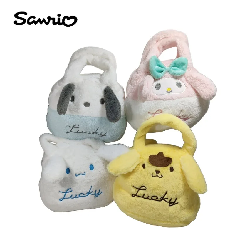 

Sanrio Anime Peripherals Cute Kawaii Cartoon Pompom purin Cinnamoroll My melody Pochacco Plush Tote Bag Festival Gift Wholesale
