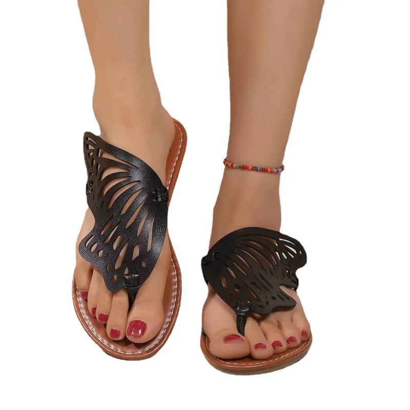 Fashion Bowknot Slippers for Women 2023 Summer New Fashion Large Size Flat Bottom Beach Flip-flops Women Shoes Zapatos De Mujer