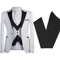 mens suit lapel collar studded 3 piece slim fit tuxedo wedding groomsmen party dress trajes de hombre