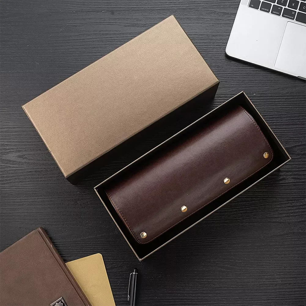 Slots Watch Roll Travel Case Chic Portable Vintage Leather Display Watch Storage Box with Slid in Out Watch Organizers