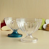 clear acrylic salad bowl for dessert mill shake goblet glass embossed ice cream cup transparent creative salad plates 250300ml