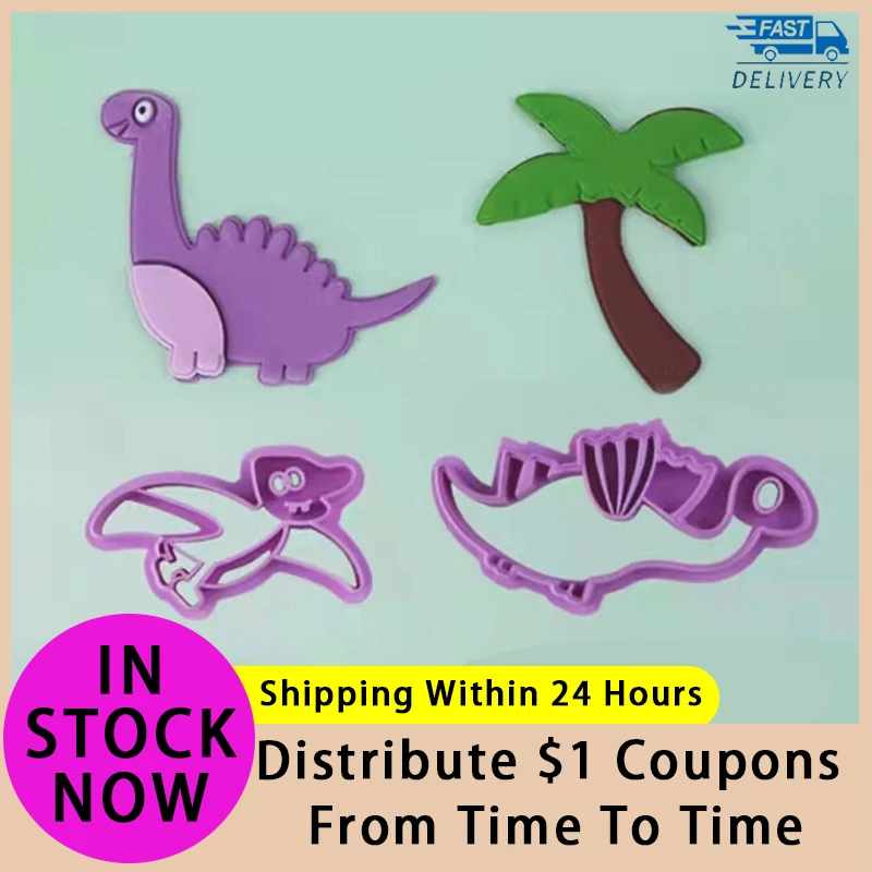 

6Pcs/Set Cookie Cutter Embossed Cake Mold Jurassic Dinosaur 3D Fondant Cutters DIY Mould Pastry Baking Cake Decorating Tools