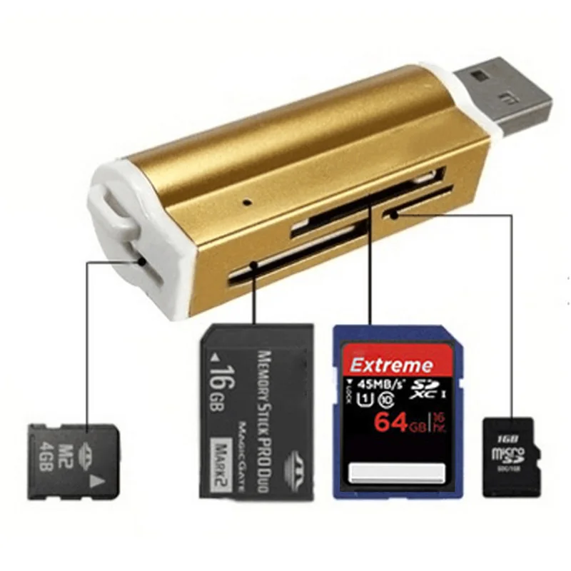 

Multi in 1 Micro SD Card Reader USB 2.0 Memory Card Adapter for Microsd SDHC TF M2 MMC MS PRO DUO Card Reader