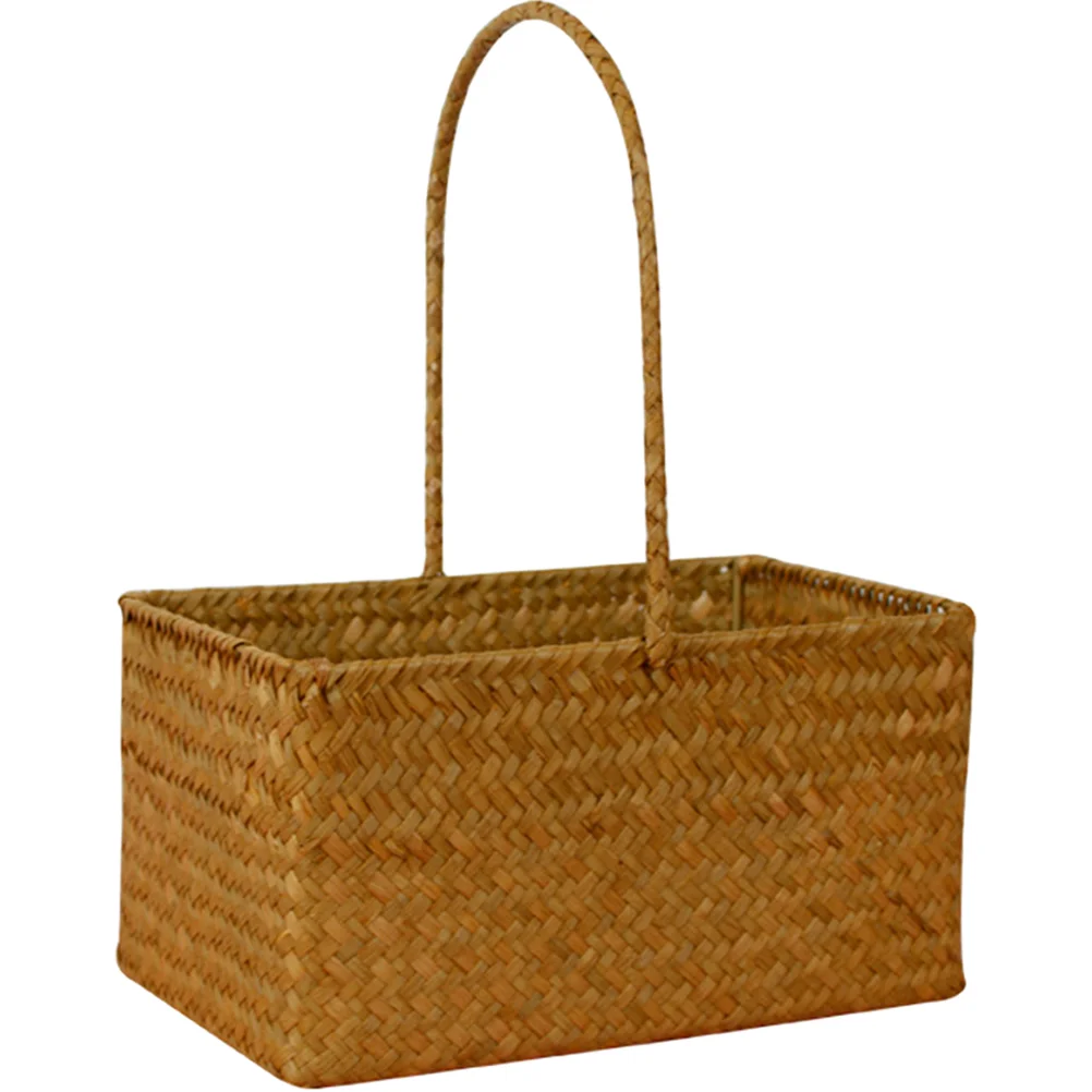 

Basket Flower Woven Storage Wicker Wedding Gift Rattan Baskets Handlepicnic Willow Girl Fruit Candy Bolga Bread Egg Packing Tote