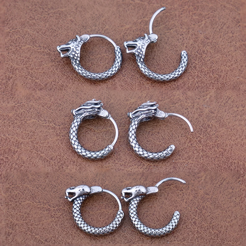 Серьги-кольца Viking Wolf Head из нержавеющей стали