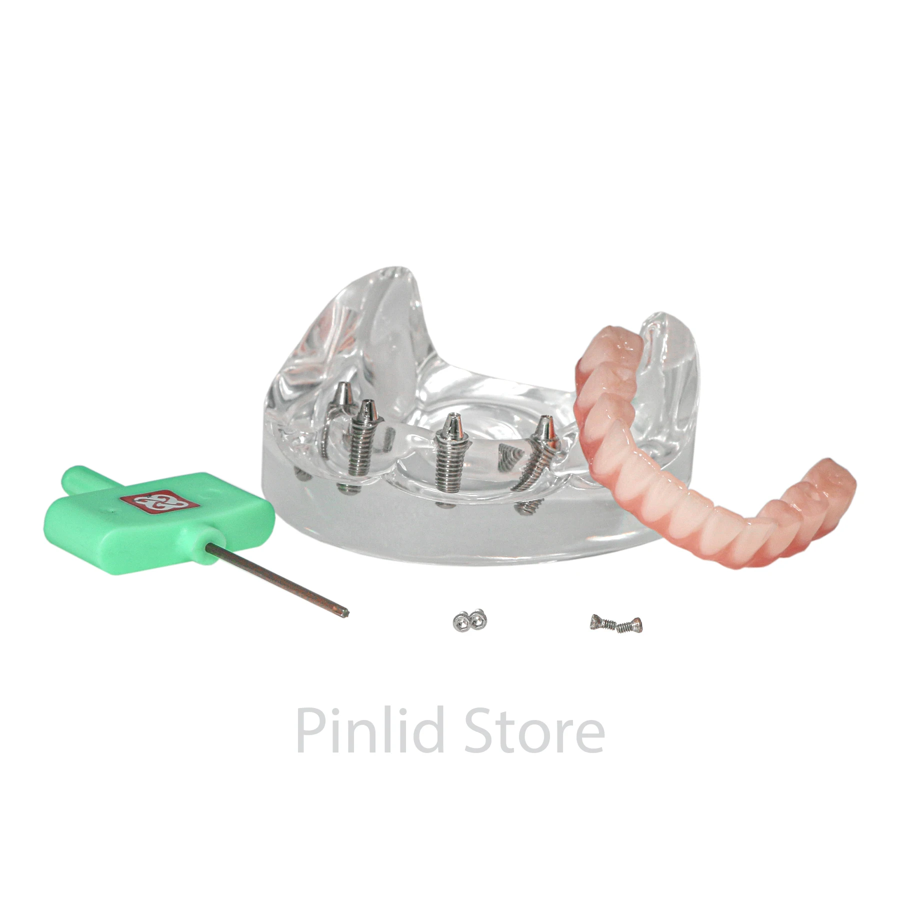 Стоматологическая модель реставрации нижнего имплантата 4 съемных винта с