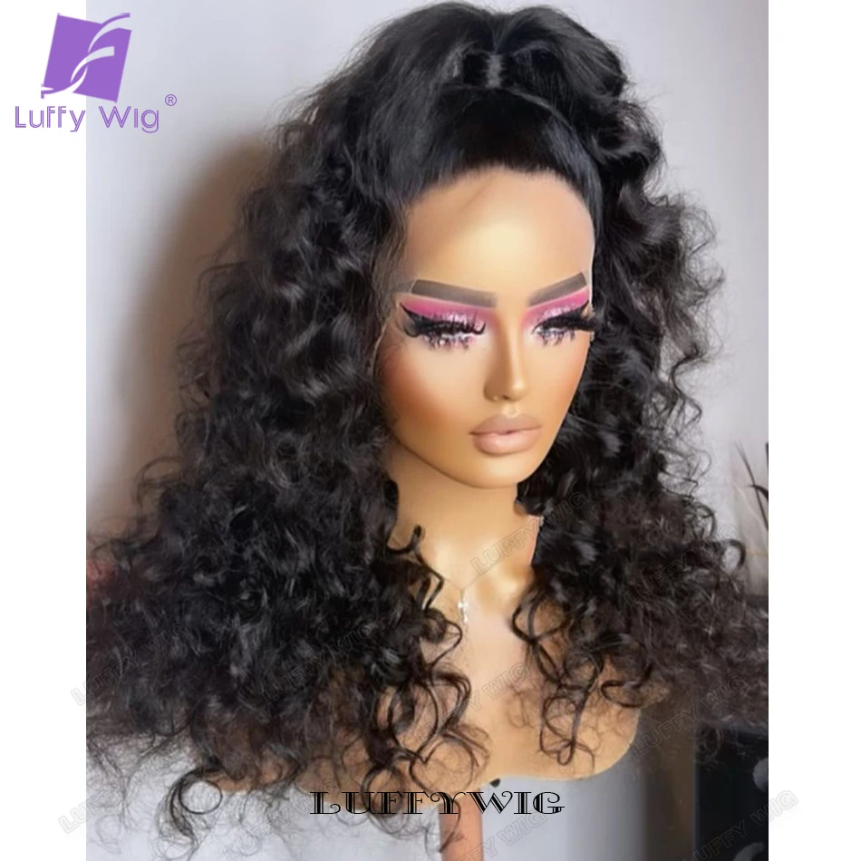 

Hd Transparent Loose Curly Lace Front Wig 13x6 Human Hair Preplucked Curly Lace Frontal Wig Glueless with Baby Hair Bleach Knots