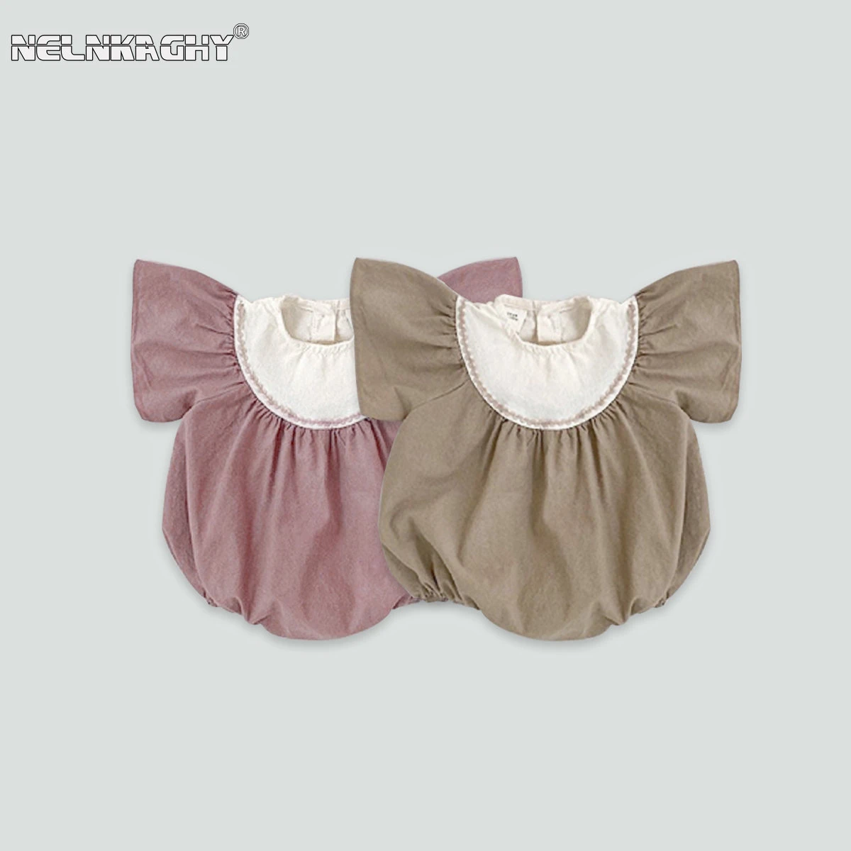 Kids Baby Girls Summer Fly Sleeve Pleat Patchwork Versatile Cotton Jumpsuits Toddler Infant Outdoor Clothin Newborn Bodysuit 유아복