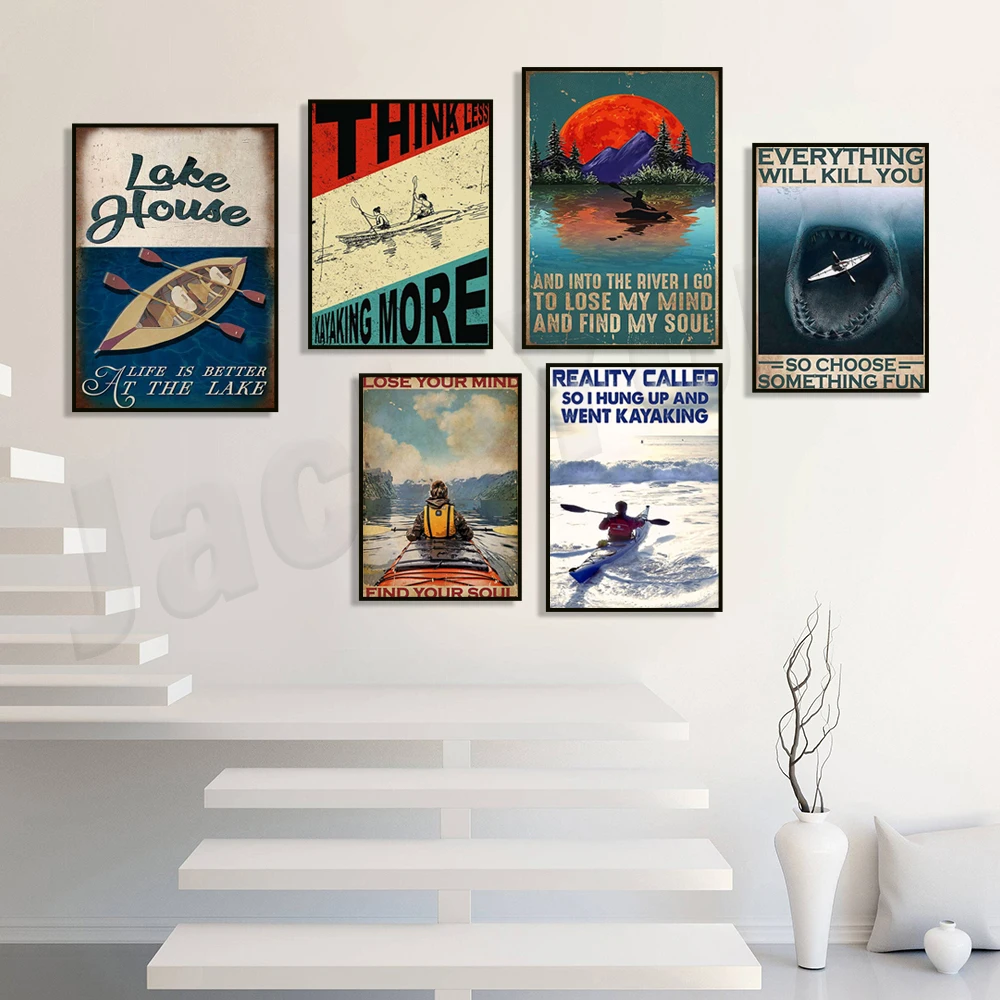 Pick Some Fun Posters, Kayak Retro Poster, Kayak Wall Art Decor, Kayak Art Print, Gift For Kayak Lovers