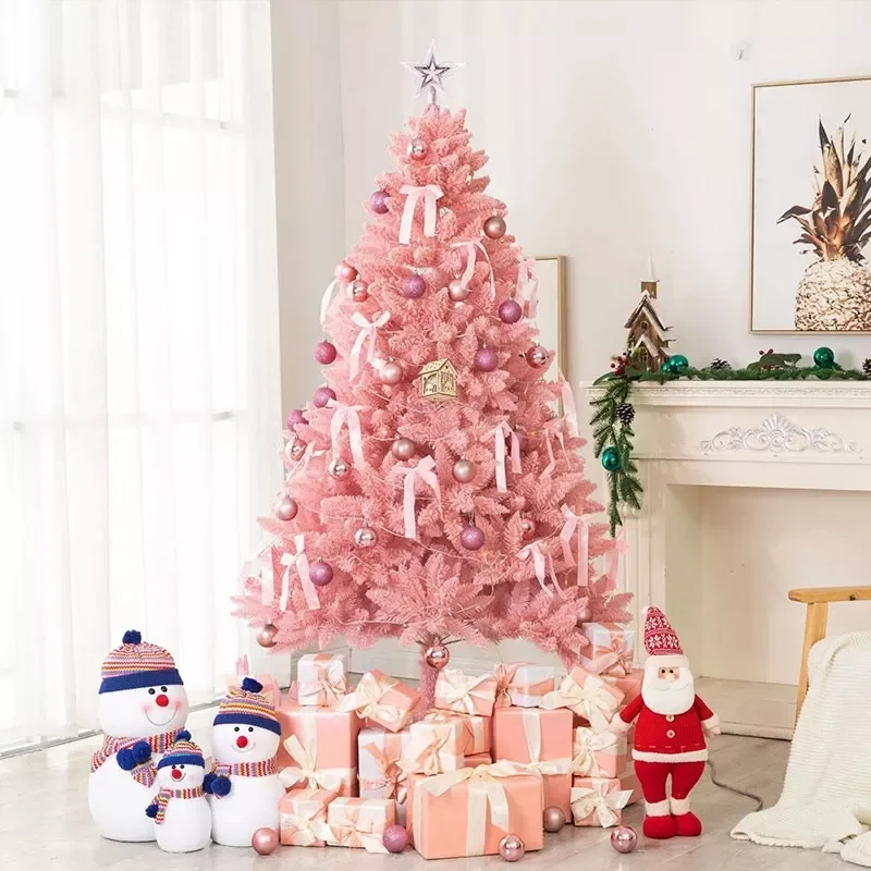 

Популярная розовая Рождественская елка, искусственные рождественские украшения из ПВХ, предметы интерьера для дома вечерние праздничные у...