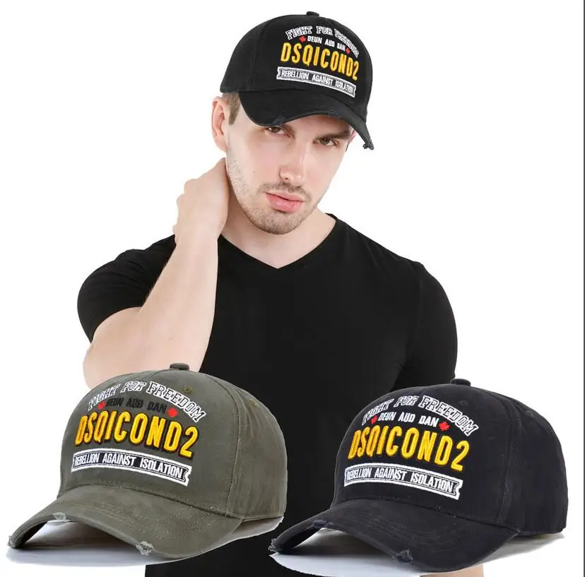 

DSQ2 Brand DSQ cotton Hats Solid Pattern Hats Letters ICON Casquette Dad Hip Hop Baseball Cap Snapback Cap for Man Woman