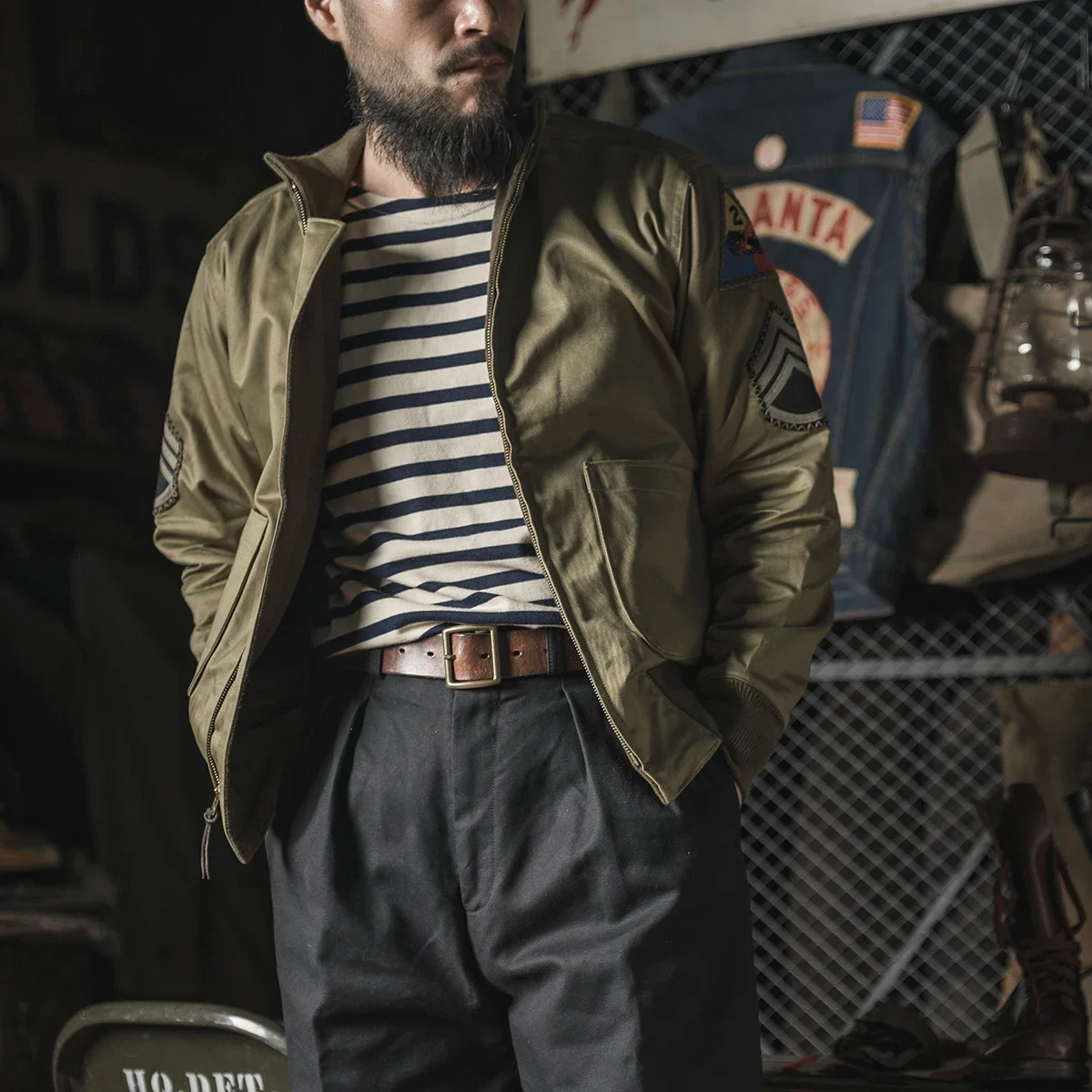 Бронсон 1-я модель Fury Танкерская куртка с нашивками Армейское полевое пальто на