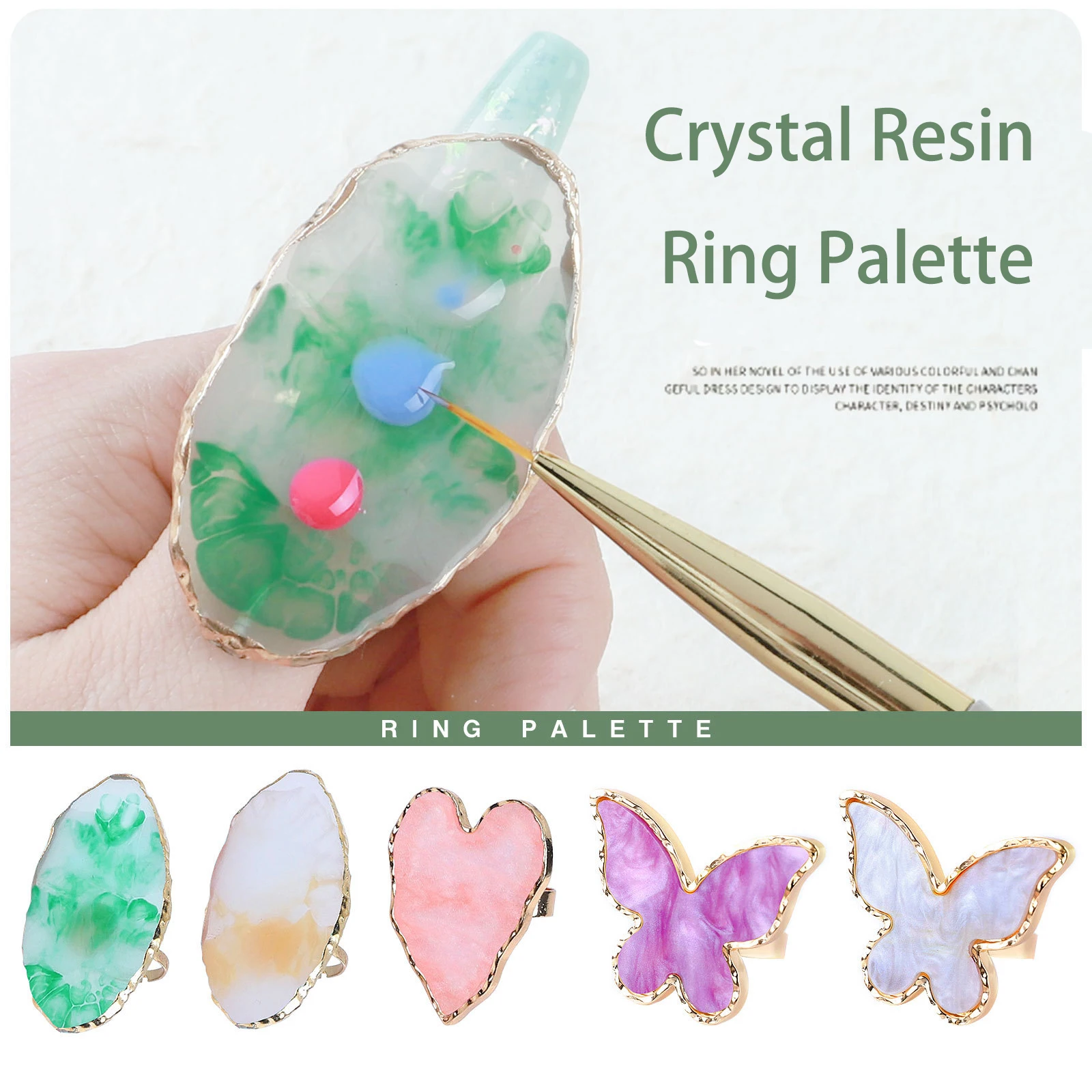 

Nail Art Palette Ring Smudge Amber Resin Palette Nail Painting Glue Palette Display Board Professional Nail Practice 12Styles