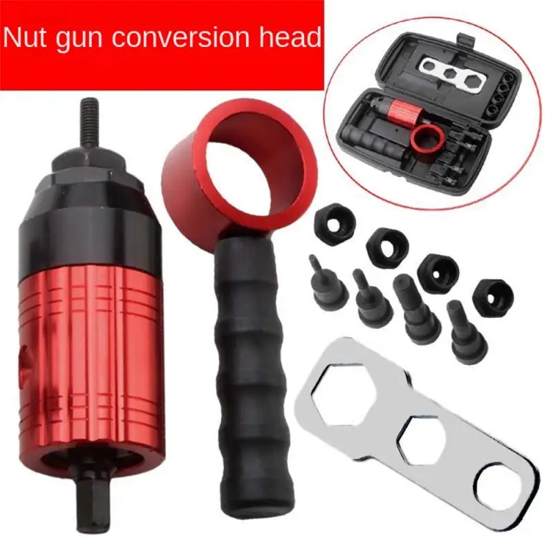 

Detachable Hand Rivet Nut Tool Set Insert Nut Pull Riveting Tool Ram Gun Conversion Head For Electric Drill/hand Wrench Aluminum