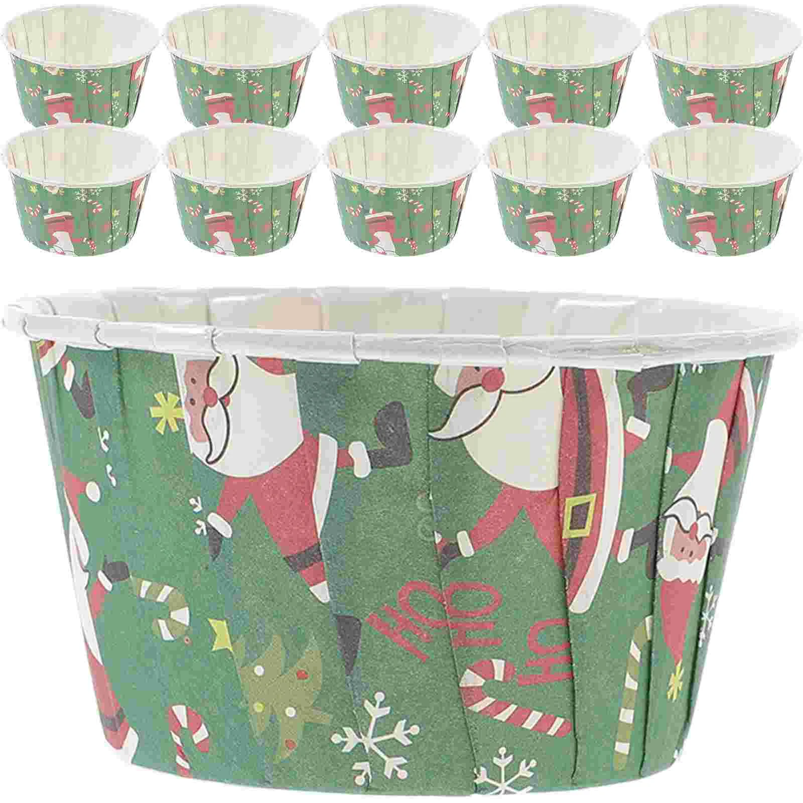 

100 Pcs Cupcake Wrappers Mini Liners Christmas Wrapping Paper Small Decor Xmas Theme Muffin Baking