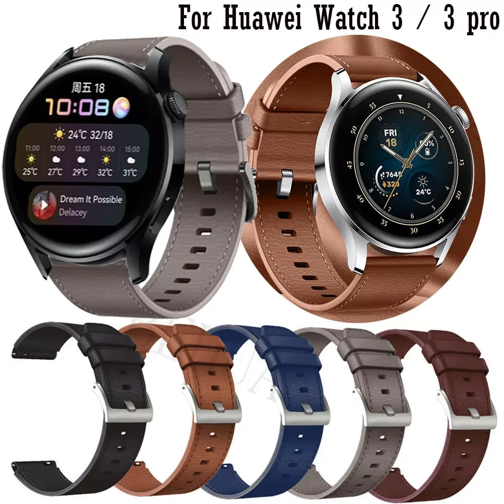 

Leather Strap Watchband For Huawei Watch 3 / 3 pro / GT 2 pro Wristband Quick Releas Bracelet For Huawei Watch GT 2 46mm belt
