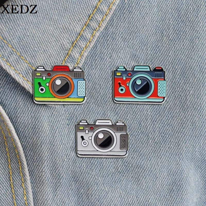 

Creative Cartoon Camera Enamel Pin Custom Alloy Fashion Photography Brooch Clothes Backpack Badges Children's Jewelry Gifts