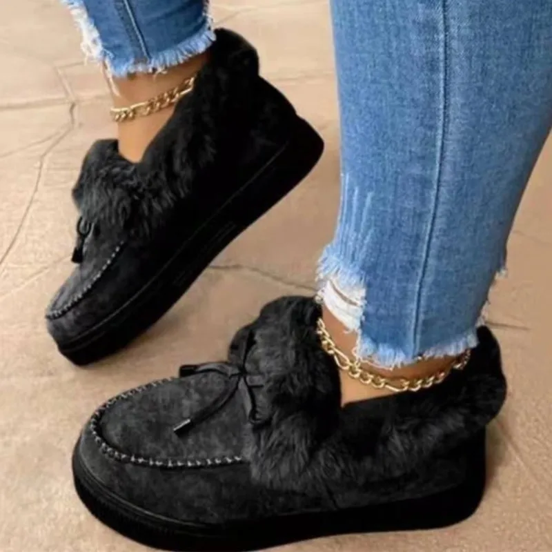 

Женские ботильоны для снежной погоды, зимние ботинки, теплые плюшевые бархатные мягкие зимние кроссовки на шнуровке, удобная хлопковая обу...