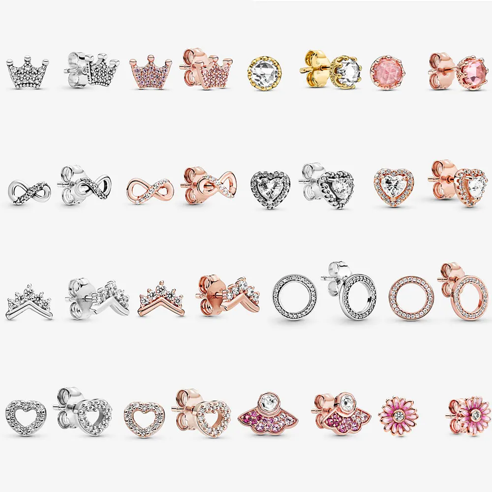 New Earrings Bow Love Crown Original Exquisite Women's Earrings 2022 DIY Premium Hot Selling Charm Gifts 925 Sterling Silver