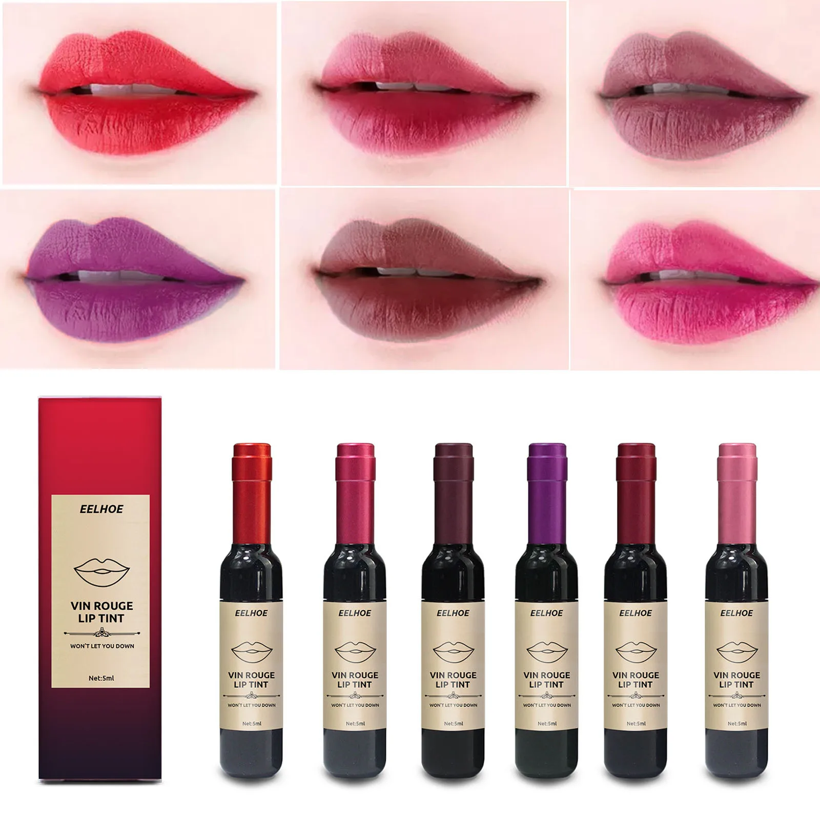 

Red Wine Lipstick Portable Waterproof Long Lasting Non-Stick Cup Lip Gloss Make-up For Women Matte Lipstick Nourishing Cosmetics