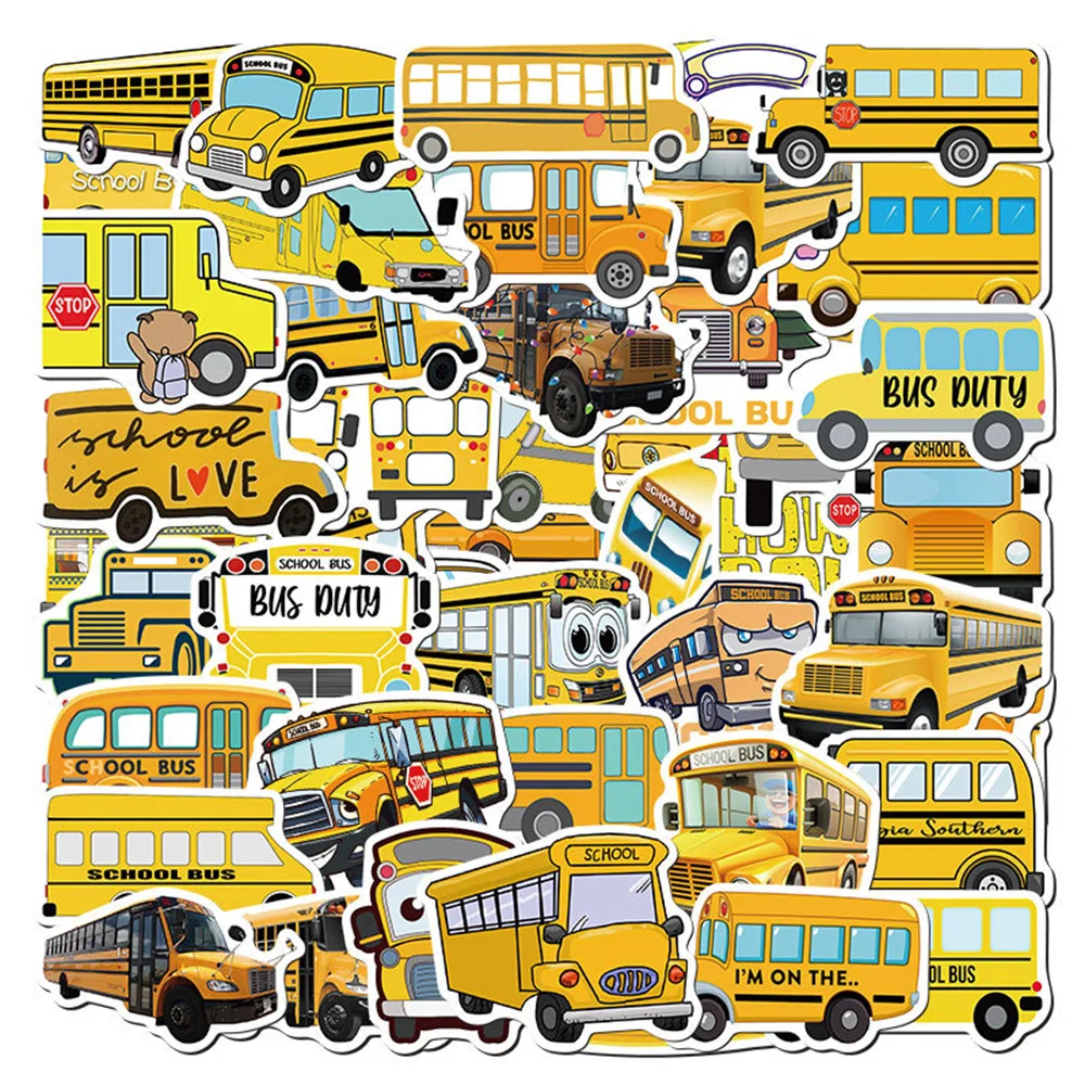 

10/30/50PCS New School Bus Sticker Pack Cartoon Creative Animation Kids Computer Table Car Chair Decoration Waterproof Wholesale