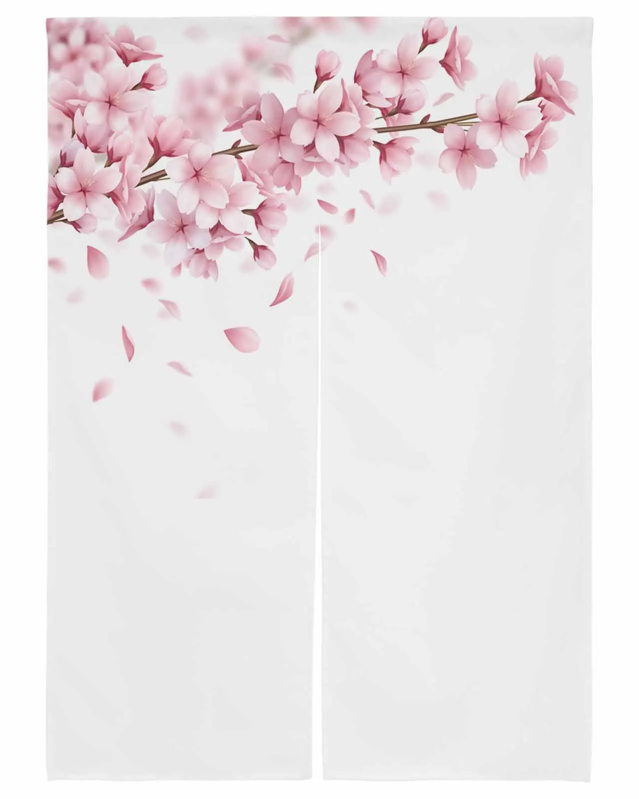 

Pink Flower Cherry Blossoms White Japanese Door Curtain Restaurant Kitchen Entrance Partition Curtains Customed Half-Curtain