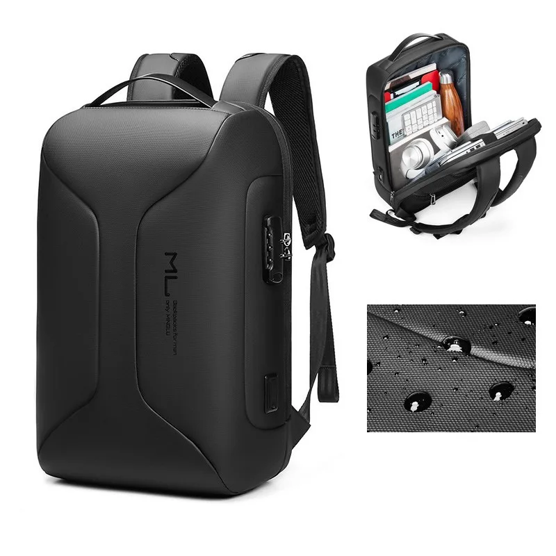 Men's Business Backpack Fits 15.6 Inch Portable Anti-Theft Waterproof USB Charging Student School Bag Laptop Large Travel Bag