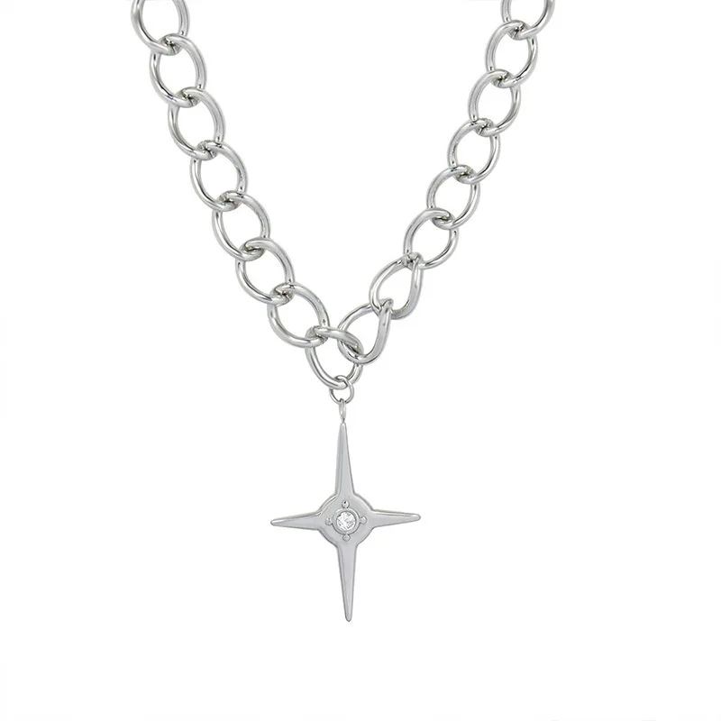 

Cool Handsome Cross Zircon Necklace Stainless Steel for Women Gold/Silver Plated Fashion Jewelry Gift 2022 New Girls Favorite