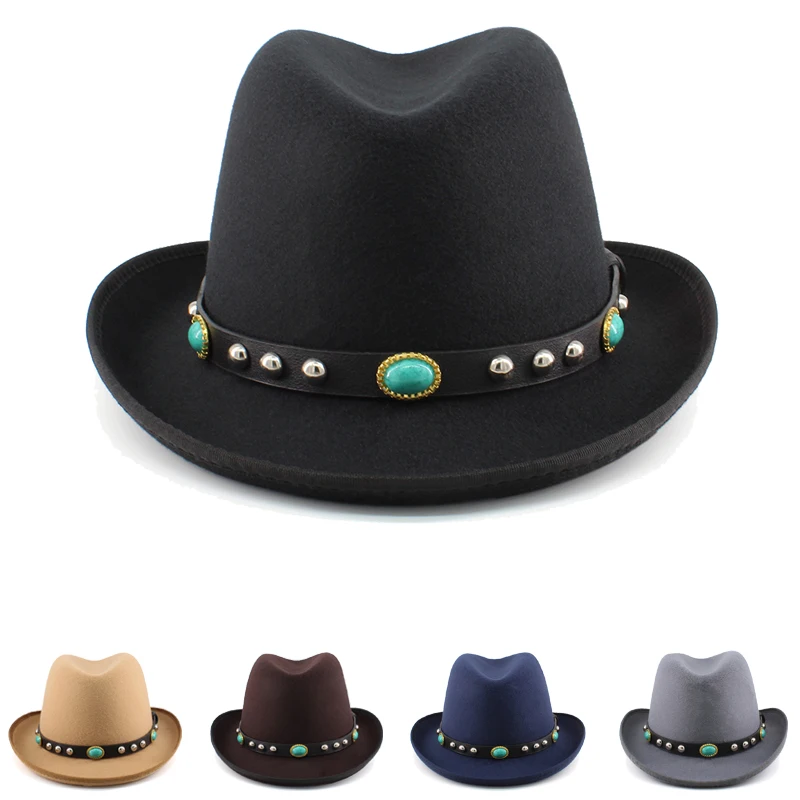 

Men Women Classical Retro Wool Blend Homburg Hats Woolen Fedora Caps Trilby Sunhat Travel Party Adjustable UK M-L US 7 1/8-7 3/8