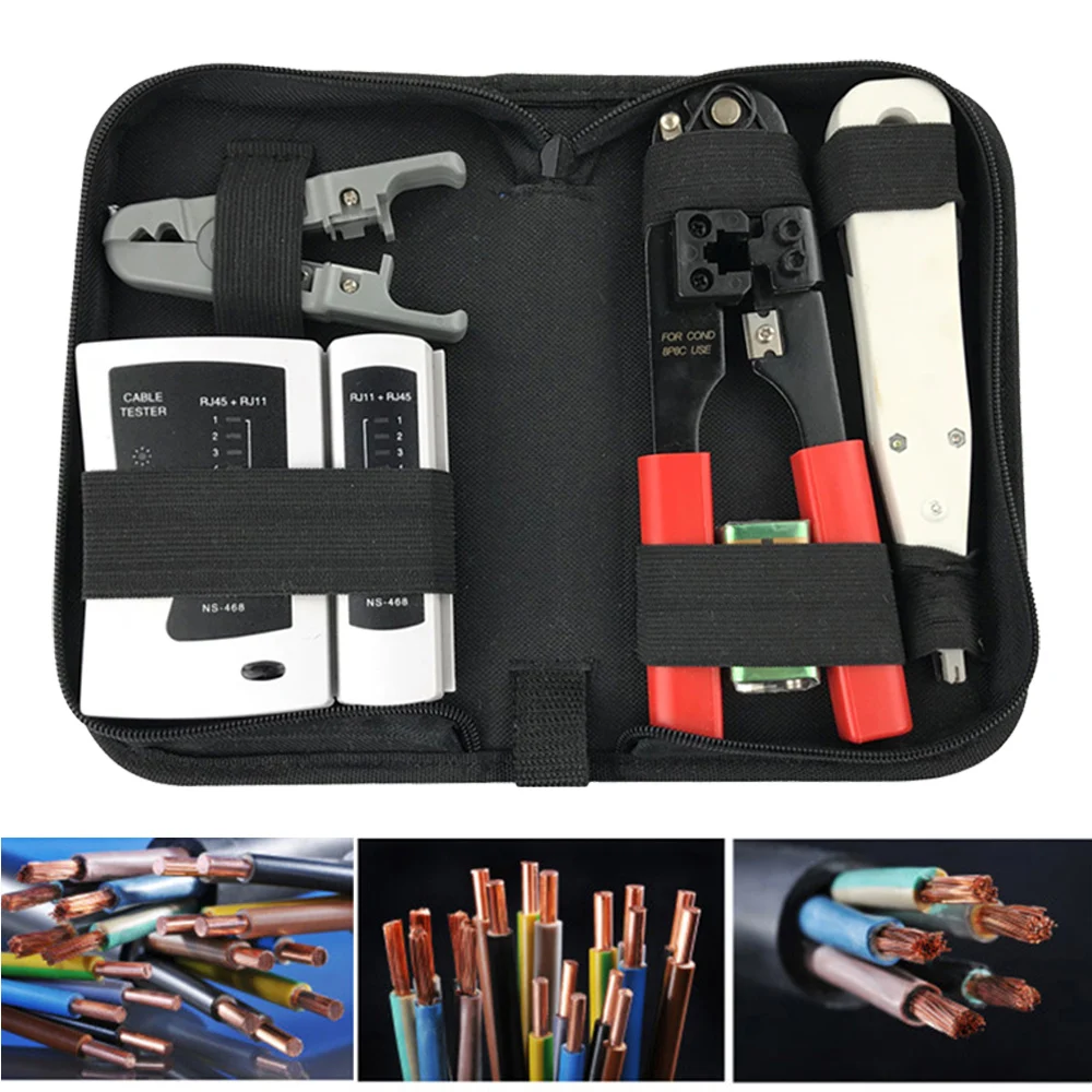 

6pcs Multi-Function LAN Network Cable Tester Tool Screwdriver Wire Stripper RJ45 Connector Computer Crimping Pliers Tool Kit Set