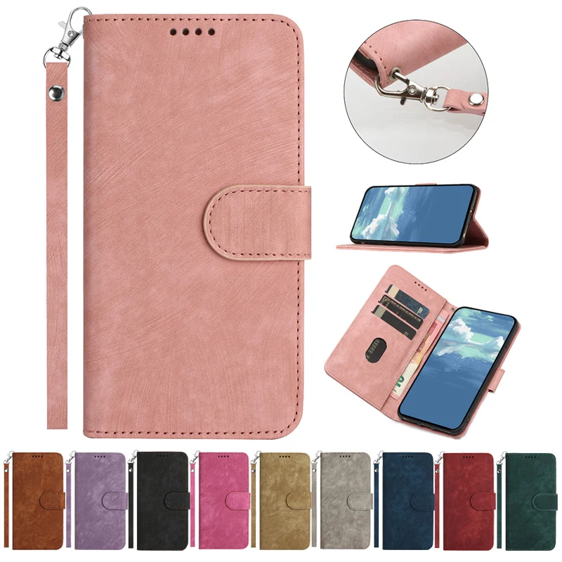

Textured Solid Colors Phone Wallet Case For Samsung Galaxy S20 S21 FE S22 S23 S10 Plus Note20 Ultra 5G Flip Cover Protect Bags