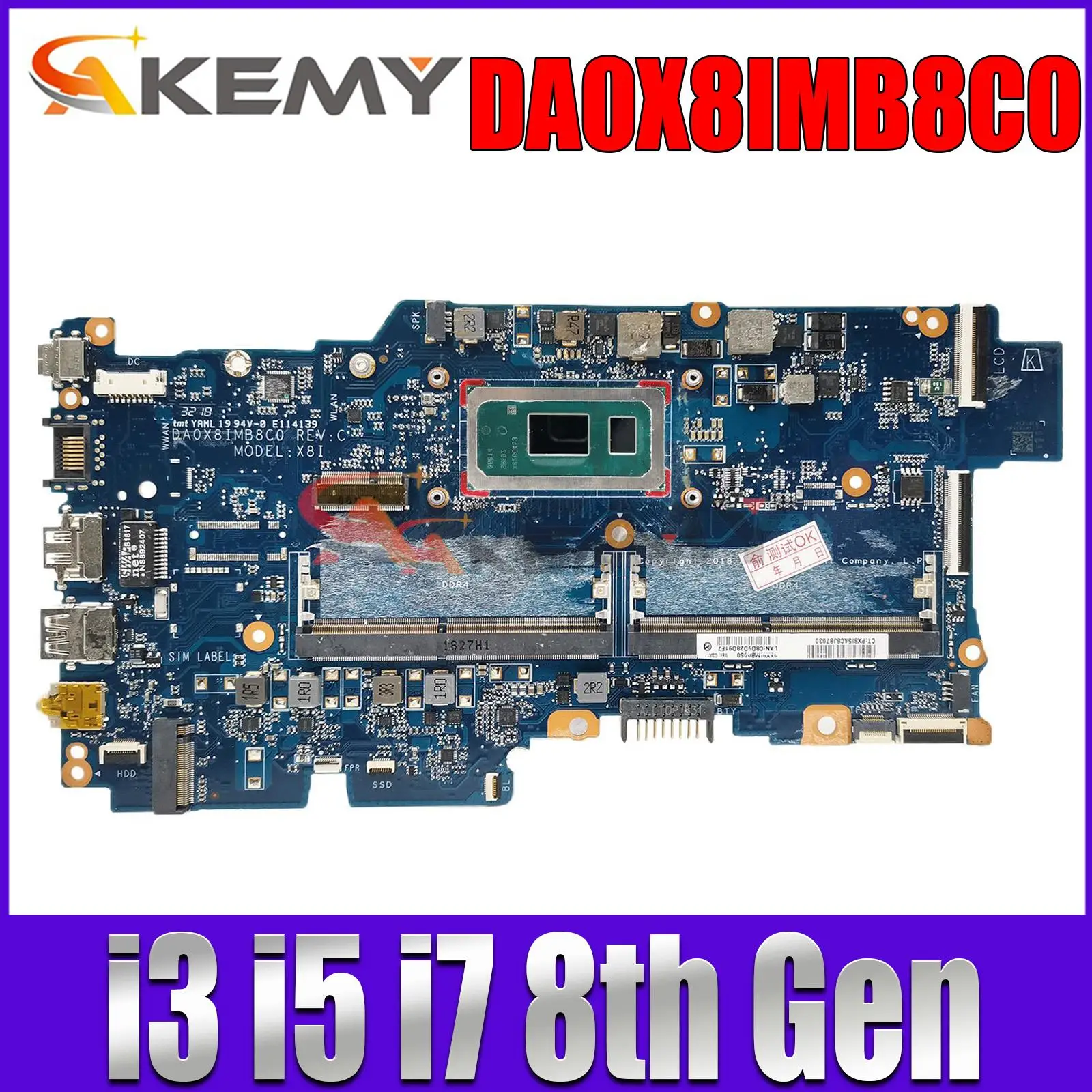 

DA0X8IMB8C0 For HP Probook 430 G6 HSN-Q14C Notebook Mainboard with i3 i5 i7 8th Gen CPU DDR4 Motherboard
