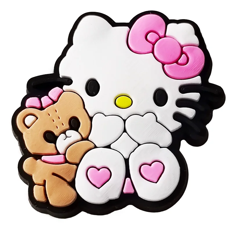 Aoger 23pcs/set Cartoon Hello Kitty series Shoe Charms Croc Charms Stitzer Mickey Donald Duck Strawberry Bear Shoe Decoration PV