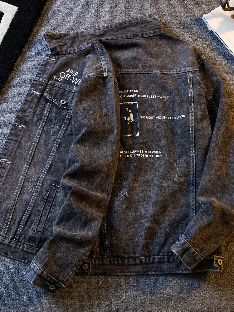 Spring New Handsome Denim coat Men's Fashion Brand Korean Slim fit Cargo Jacket Youth Casual Pu