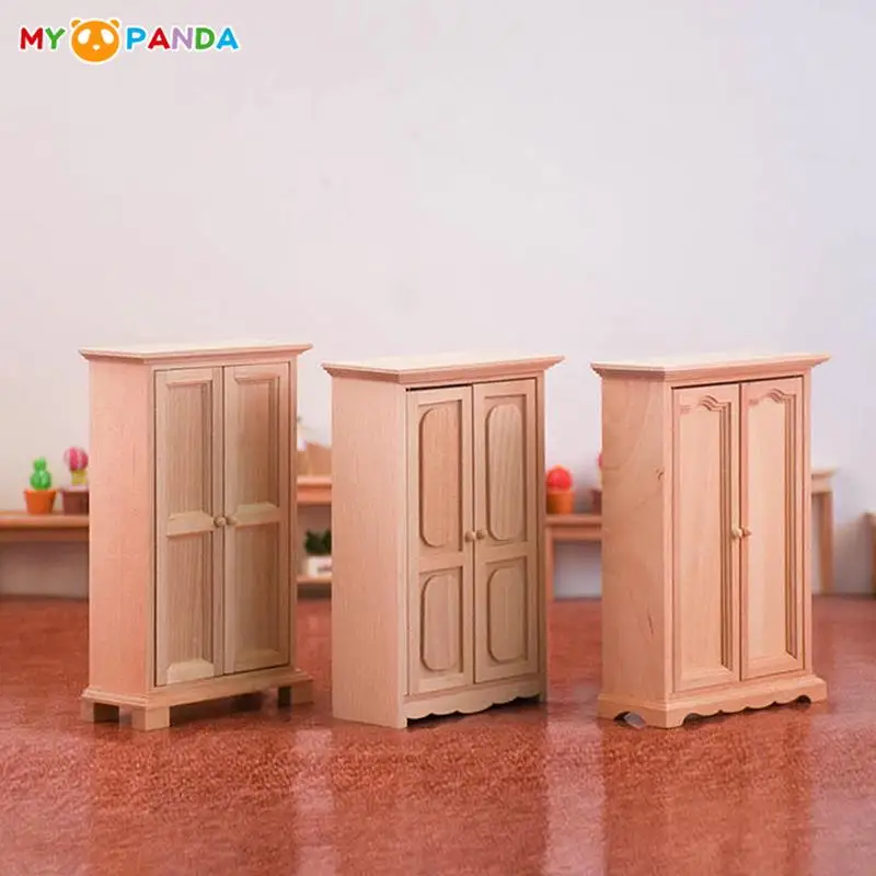 

1:12 миниатюрные двойные двери для кукольного домика, вертикальный шкаф для хранения, шкаф для спальни, декоративная модель мебели