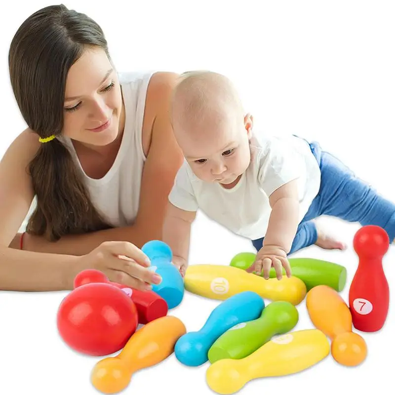 

Bowling Games For Kids Indoor Color Wooden Bowling Toy Suitable For Indoor And Outdoor Sports Games For Toddlers Children Adults