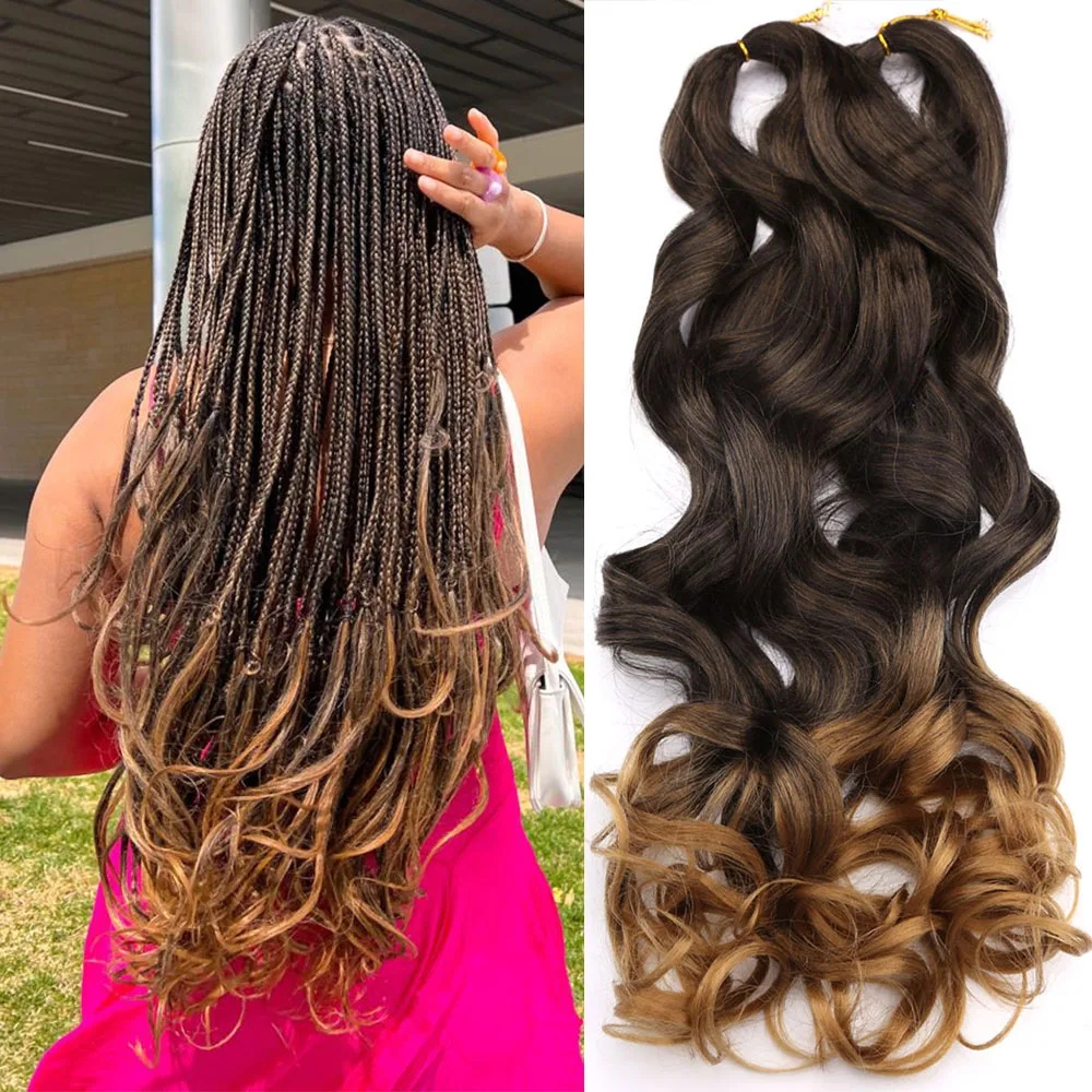 

Synthetic French Curls Braiding High Temperature Loose Wave Crochet Braids Hair Ombre Spiral Curly Pre Stretched Extensions Bulk