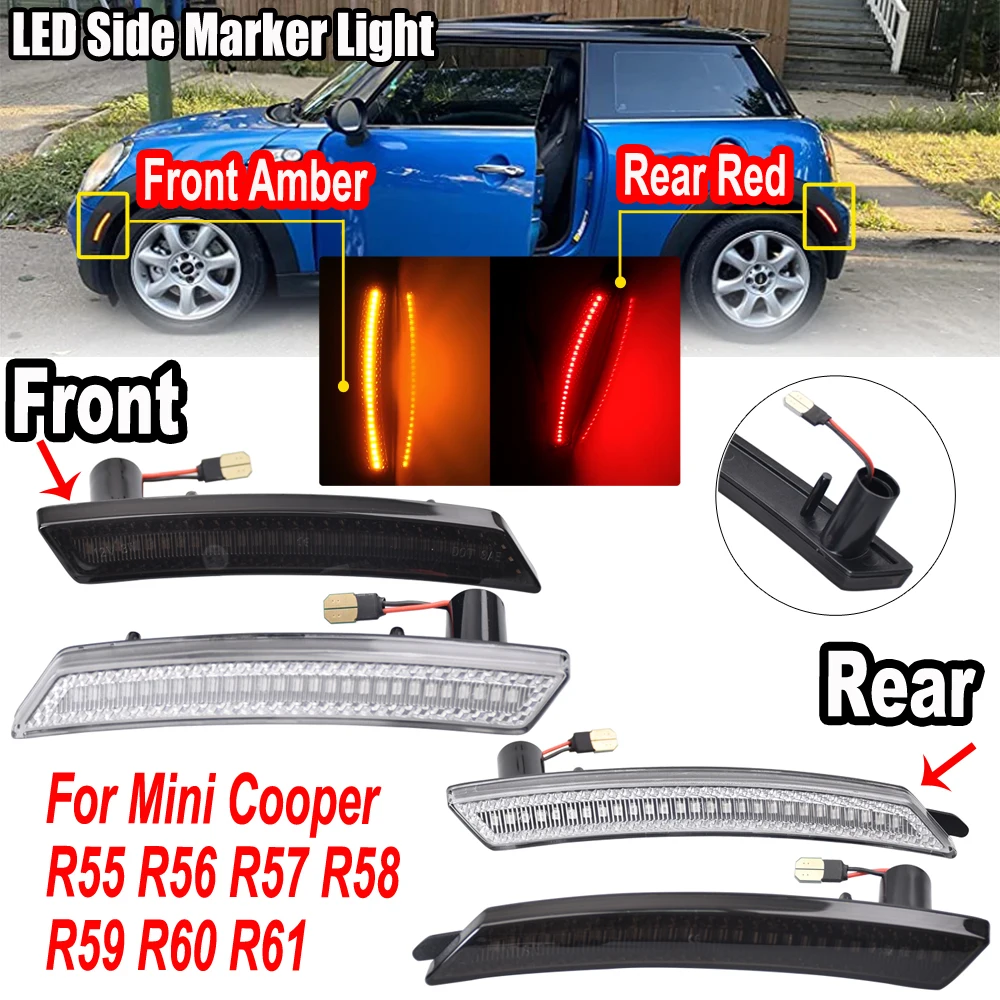 

Передняя желтая/задняя красная фотовспышка для MINI Cooper R55 R56 R57 R58 R59 R60 2007-2013/14 заменяемые лампы Sidemarker