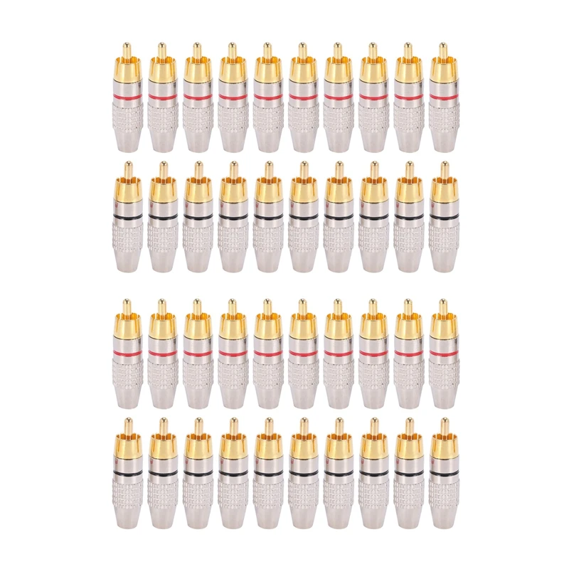 

40 Pcs RCA Plug Audio Video Locking Cable Connector Gold Plated