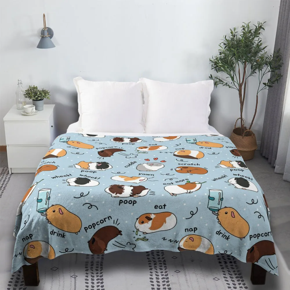 

Guinea Pig Daily To-Do List - Blue Background Fleece Vintage Fur Twin For Sofa Asian Bedding Couch Throw Blanket