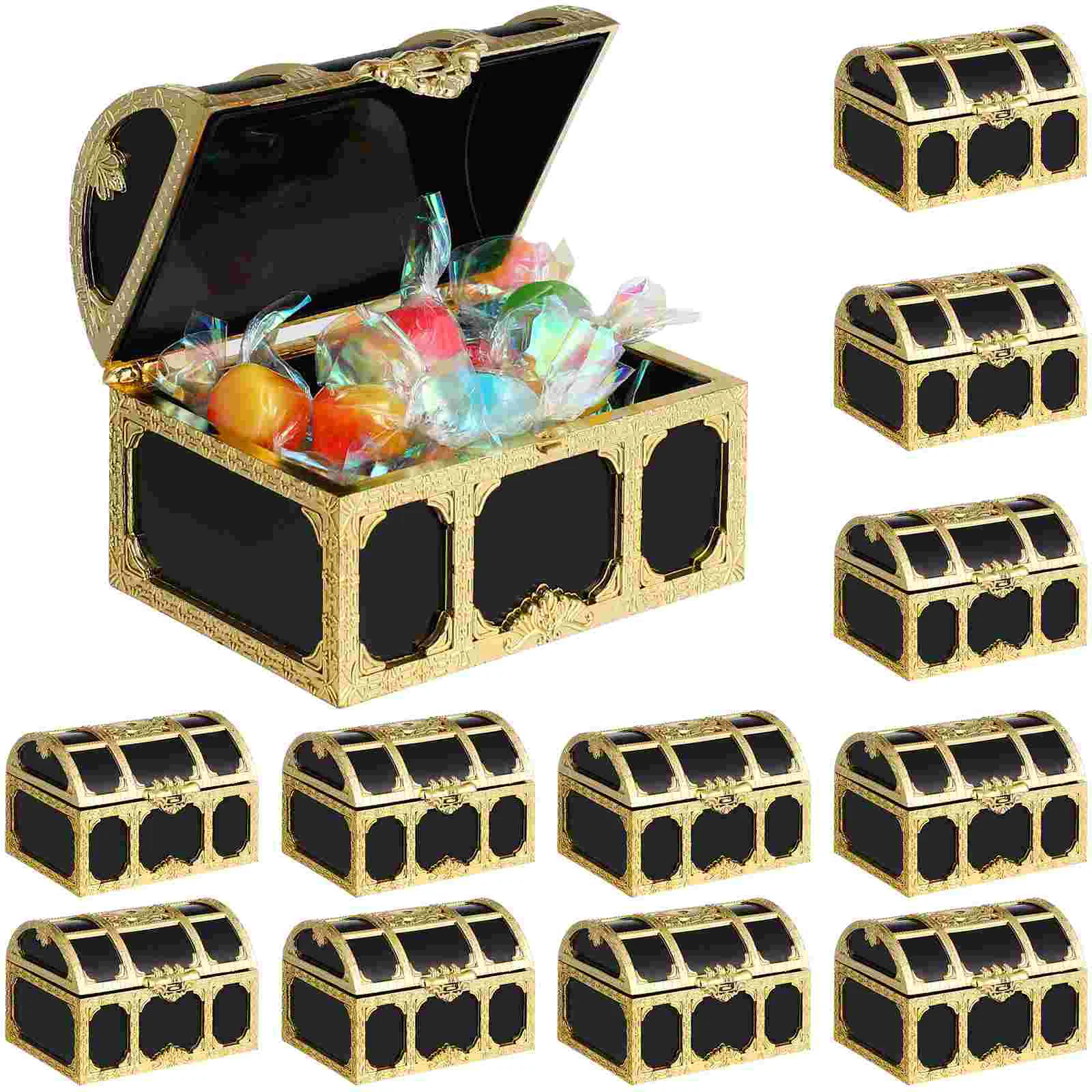 

12 Pcs Pirate Treasure Chests Plastic Candy Storage Boxes Treasure Toys Vintage Props Decorations Party Favors Treat