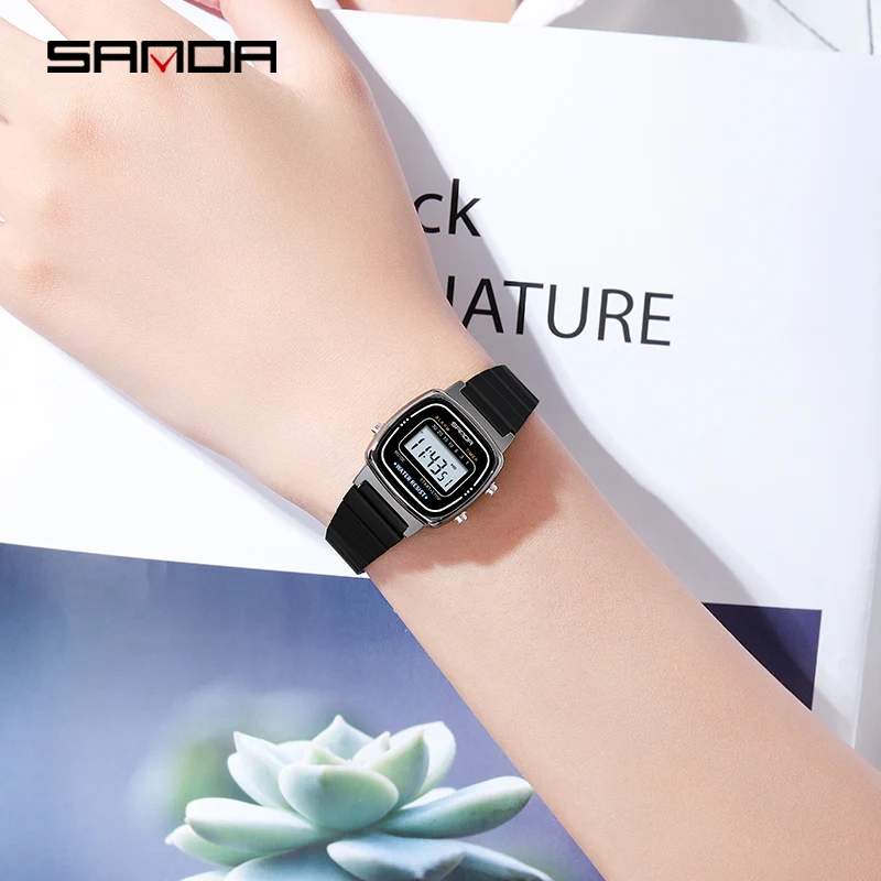 SANDA 6053 Women Golden Classic Electronic Fashion Female Elegant Clock Watches Casual Ladies Waterproof Wristwatch Luxury Gift enlarge