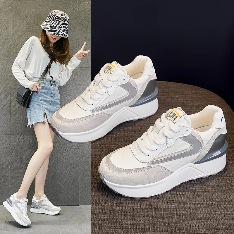 

Small Size Heightening Women's Shoes 2021 Autumn New Fashion Sports Leisure Thick Bottom Versatile Forrest Gump Daddy Shoes
