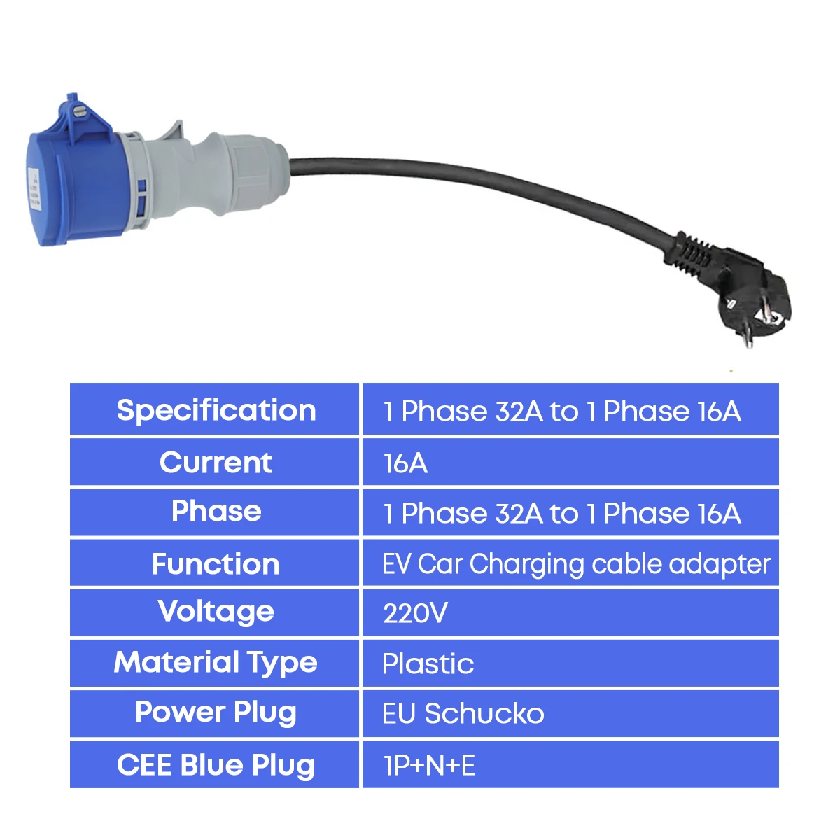 Адаптер NTO Blue CEE (гнездо) на Schuko (2 контакта) для зарядных устройств электромобилей Type 2 (art.: 3920daecfb26b) - 3920daecfb26b