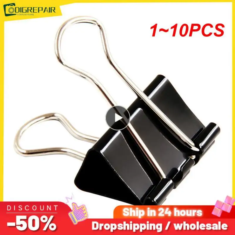 

1~10PCS pieces/Lot Black Metal Binder Clips 15/19/25/32/41/51mm Notes Letter Paper Clip Office Supplies Binding Securing clip